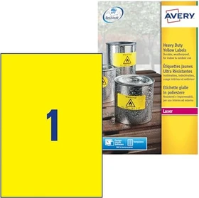 Avery-Zweckform Folienetiketten, A4, wetterfest, gelb, 20 Blatt (20 Etiketten)