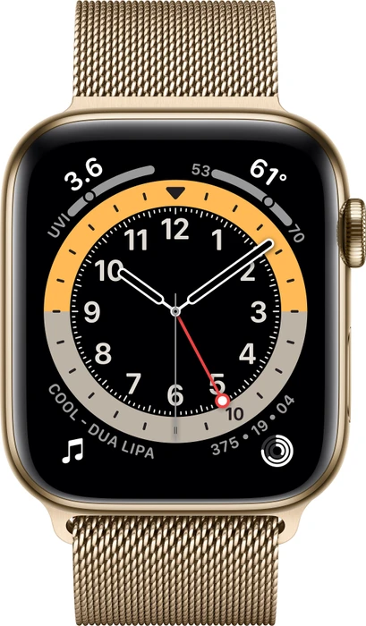 Apple Watch Series 6 (GPS + Cellular) 44mm Edelstahl gold mit Milanaise-Armband gold