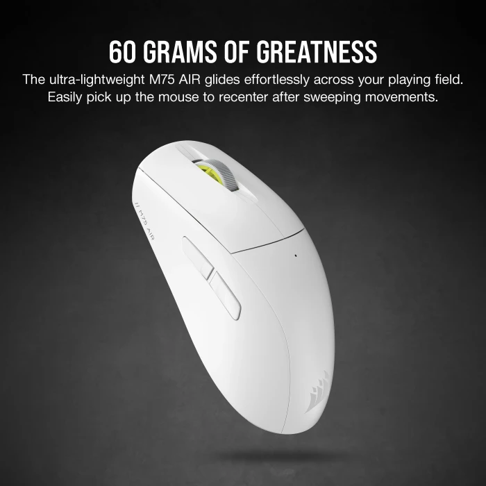 Corsair M75 AIR Ultra-Lightweight Wireless Gaming Mouse, weiß, USB/Bluetooth