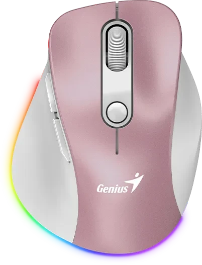 Genius Ergo 9000S Pro Wireless Bluetooth Rechargeable Mini Ergo Silent Mouse, Pink, USB/Bluetooth