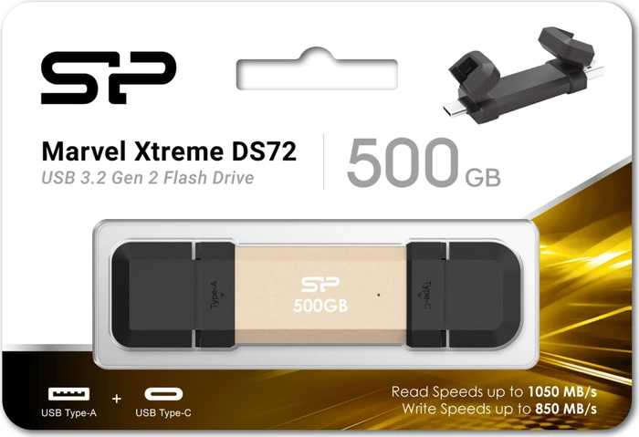 Silicon Power DS72 500GB gold, USB-A + USB-C, USB 3.2 Gen 2×1