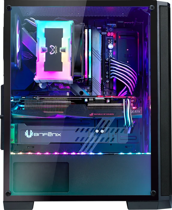 BitFenix Nova Mesh SE TG 4ARGB, schwarz, inkl. 4x Lüfter, Lüfter LED RGB, Glasfenster