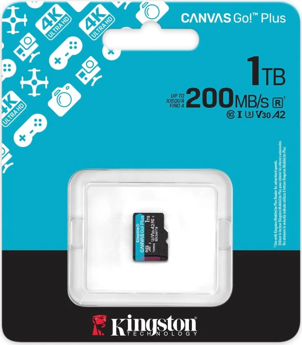 Kingston Canvas Go! Plus Gen4 R200/W160 1TB, UHS-I U3, A2, Class 10