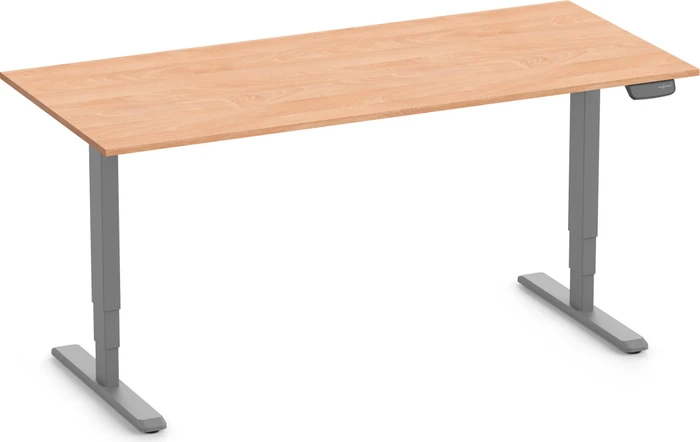 Ergolutions Primus elektrisch höhenverstellbarer Sitz-Steh-Schreibtisch 180x80cm Buche/grau