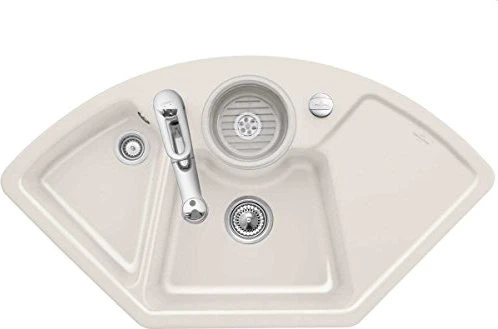 Villeroy & Boch Solo Eck Einbau Becken mittig mit Ablauffernbedienung crema
