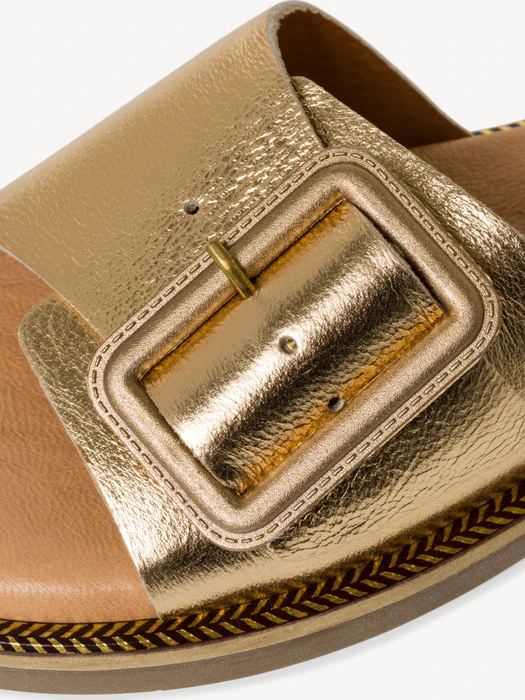 Tamaris Lederpantolette Blockabsatz gold (Damen)