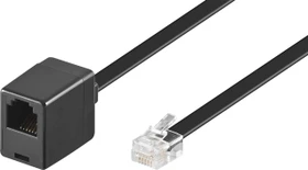 goobay Modularverlängerungskabel RJ-12 [Stecker] auf RJ-12 [Buchse], 10m schwarz