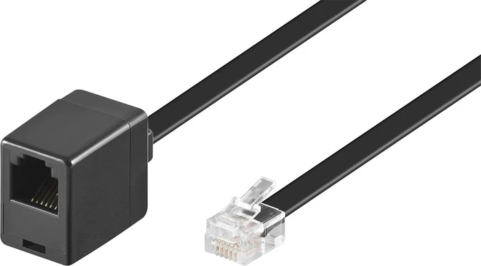 goobay Modularverlängerungskabel RJ-12 [Stecker] auf RJ-12 [Buchse], 10m schwarz