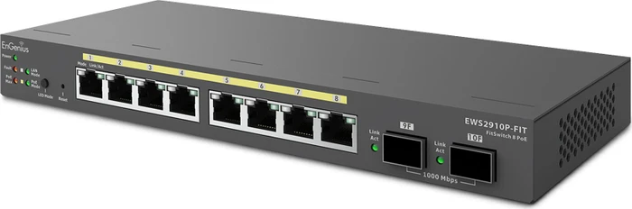 EnGenius Fit FitSwitch EWS29 Desktop Gigabit Managed Switch, 8x RJ-45, 2x SFP, 55W PoE