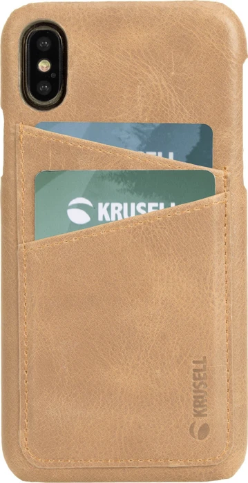 Krusell Sunne 2 Card Cover für Apple iPhone XS Max hellbraun