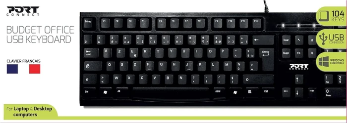 Port Designs PORT Connect Budget Office Keyboard, schwarz, USB, FR