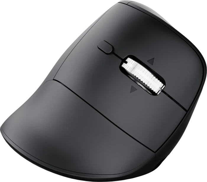 Trust Vyran Ergonomic Vertical Multi-Wireless Hyperscroll Mouse schwarz, USB/Bluetooth