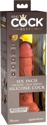 Pipedream King Cock 6" Vibrating + Dual Density Cock tan