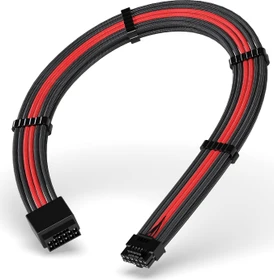 EZDIY-FAB 12VHPWR Kabel, 16-Pin PCIe Verlängerungskabel, 16-Pin PCIe 5.0 12VHPWR Buchse auf 16-Pin PCIe 5.0 12VHPWR Stecker, 16AWG, schwarz/rot, 30cm
