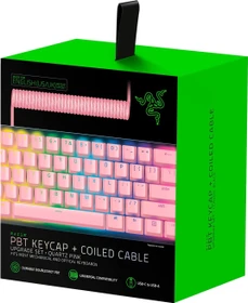 Razer PBT Keycap + Coiled Cable Upgrade Set, Kunststoff (PBT), Cherry-Profil, Quartz Pink, rosa, 120 Tasten, ISO-UK, ANSI-US