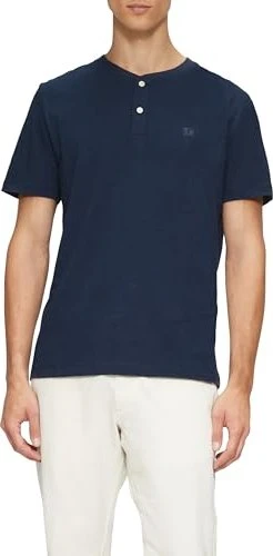 s.Oliver Henley mit Flammgarnstruktur T-Shirt kurzarm tiefblau (Herren)