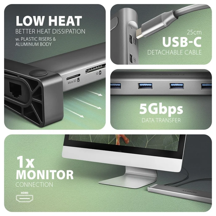 Axagon 9in1 Hub, USB-C 3.0 [Buchse]