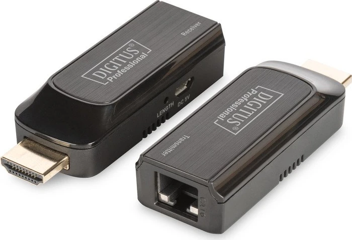 DIGITUS Mini HDMI Extender Set, Full HD 50m, CAT 6/6A/7, Strom via Micro USB Kabel, sw Image