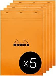 Rhodia Basics Notizblock N°19, A4+, kariert, orange, 80 Blatt, 5er-Pack