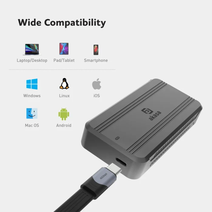 Akasa USB4 NVMe M.2 SSD Enclosure, USB4