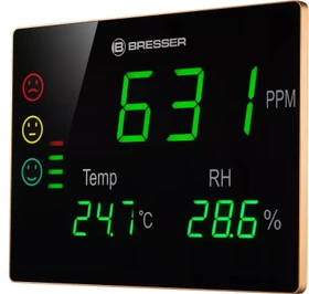 Bresser CO2 Smile XXL Luftqualitätsmonitor Temperaturstation grau, digital