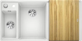 Blanco Axia III 6 S-F InFino Becken links mit Ablauffernbedienung weiß inkl. Holzschneidebrett