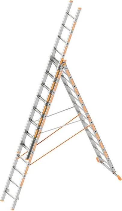 Layher Topic 1040 Alu 3-tlg. Teleskop-Mehrzweckleiter, 3x 12 Stufen
