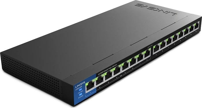 Linksys LGS100 Desktop Gigabit Switch, 16x RJ-45, 80W PoE+