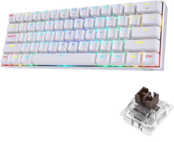 Redragon K530 Pro Draconic, LEDs RGB, hot-swap, weiß, Gaote Outemu BROWN, USB/Bluetooth, US