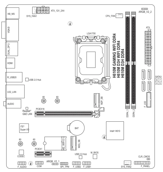 GIGABYTE H610M D3H WIFI DDR4 (Intel 1700)