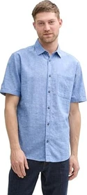 Tom Tailor Regular Fit Leinenanteil Hemd kurzarm sapphire blue/chambray (Herren)