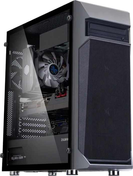 Zalman Z1 Plus, schwarz, Glasfenster