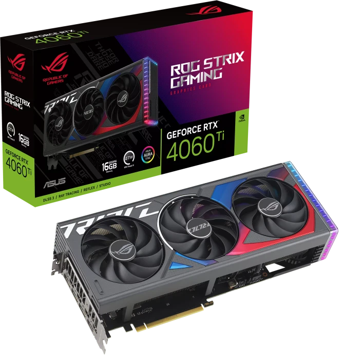 ASUS ROG Strix GeForce RTX 4060 Ti, ROG-STRIX-RTX4060TI-16G-GAMING, 16GB GDDR6, HDMI, 3x DP