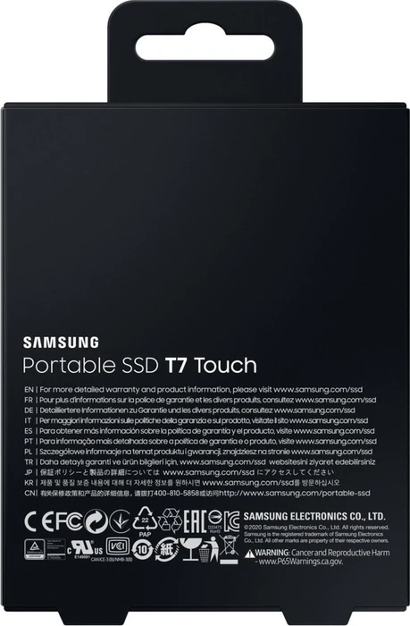 Samsung Portable SSD T7 Touch, Metallic Black, 500GB, USB-C 3.1