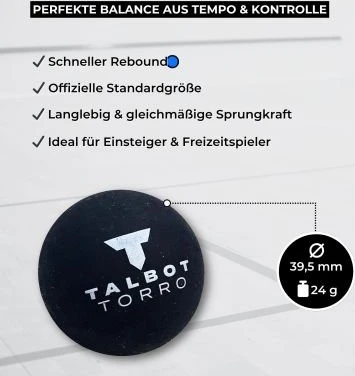 Talbot Torro Blauer Punkt Squashbälle schnell, 2 Stück
