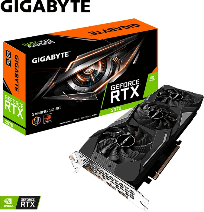 GIGABYTE GeForce RTX 2070 Gaming 3X 8G, 8GB GDDR6, HDMI, 3x DP