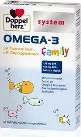 Doppelherz system Omega-3 Family Gel-Tabs Weichkapseln Zitronengeschmack, 60 Stück