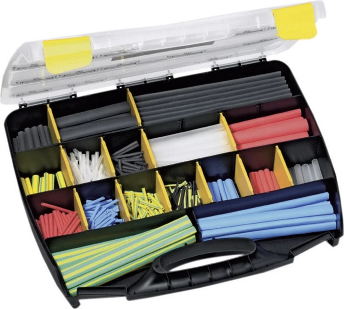 HellermannTyton ShrinkKit 321 Universal Schrumpfschlauch Sortimentskoffer, farbig sortiert, 975 Stück