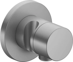 Keuco IXMO 59557 Pure 2-Wege Ab- und Umstellventil mit Schlauchanschluss und Brausehalter rund aluminium-finish