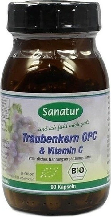 Sanatur Zellschutz Traubenkern OPC & Vitamin C Kapseln, 90 Stück