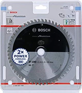 Bosch Professional Standard for Aluminium Kreissägeblatt 56Z, 190x1.5x20mm, 1 Stück