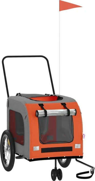 vidaXL Hunde 63x121cm Fahrradanhänger orange