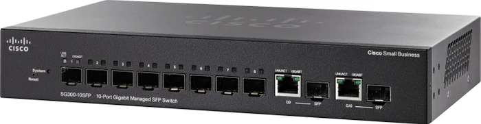 Cisco SG300 Desktop Gigabit Managed Switch, 8x SFP, 2x RJ-45/SFP