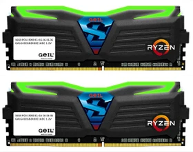 GeIL Super Luce AMD Edition schwarz LED grün UDIMM 16GB Kit, DDR4-2400, CL16-16-16-36