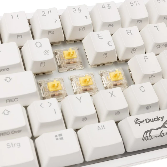 Ducky One 2 Pro Mini, PBT, weiß, LEDs RGB, Gateron YELLOW, USB, DE
