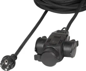 Vivanco Outdoor Verlängerungskabel IP44, 3 Steckplätze, 10m, schwarz