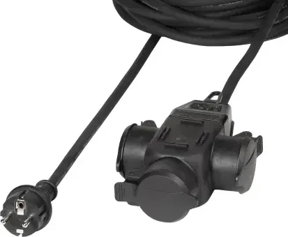 Vivanco Outdoor Verlängerungskabel IP44, 3 Steckplätze, 10m, schwarz