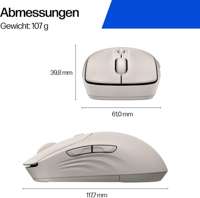 HP 400 Quiet Wireless Mouse, beige, USB/Bluetooth