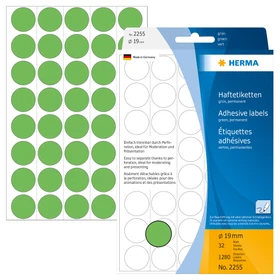 Herma Markierungspunkte 19mm grün, 32 Blatt