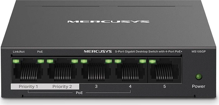 Mercusys Desktop Gigabit Switch, 5x RJ-45, 65W PoE+